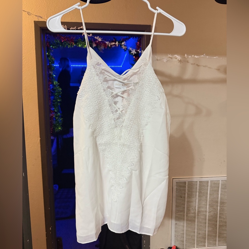 White Lace-Up Women's Camisole